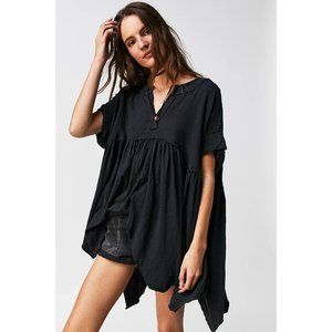 Free People We the Free Sugar Rush Babydoll Tunic Top Solid Oversized L